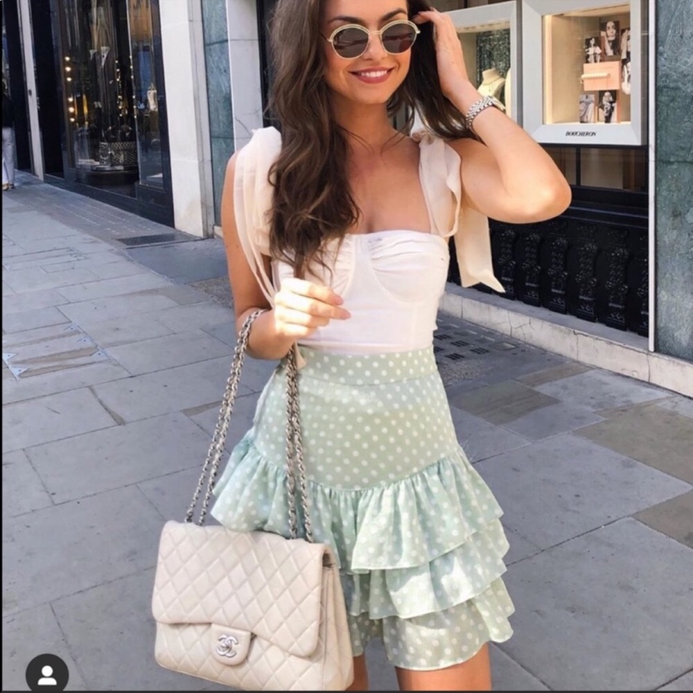 Zara Italy Mint Polka Dot Skirt